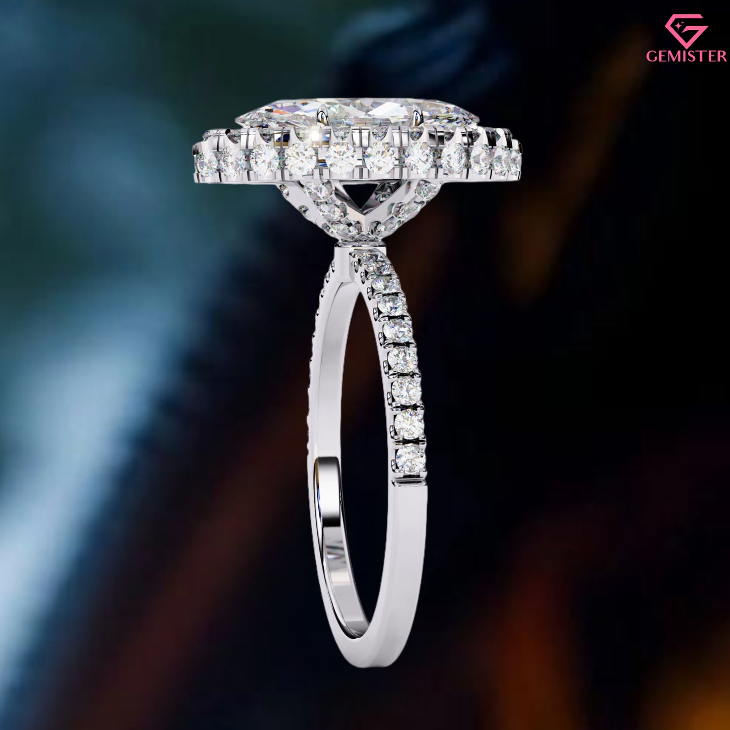 2.16 CT Marquise Cut Lab Grown Diamond Halo Engagement Ring with Diamond Accents – Elegant Bridal Jewelry