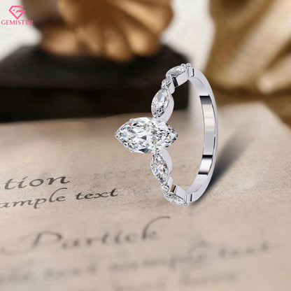 1.71 CT Marquise Cut Lab Grown Diamond Engagement Ring with Side Marquise Accents – Elegant Bridal Jewelry