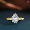 0.52 CT Pear Cut Lab Grown Diamond Cluster Halo Engagement Ring in Gold – Elegant Bridal Jewelry