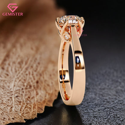 1.34 CT Round Cut Moissanite Solitaire Engagement Ring with Six Prong Setting in Gold – Classic Bridal Jewelry