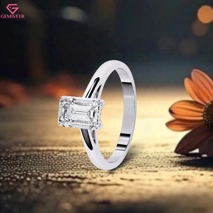 1.20 CT Emerald Cut Lab Grown Diamond Solitaire Engagement Ring in Gold – Timeless Classic Bridal Jewelry