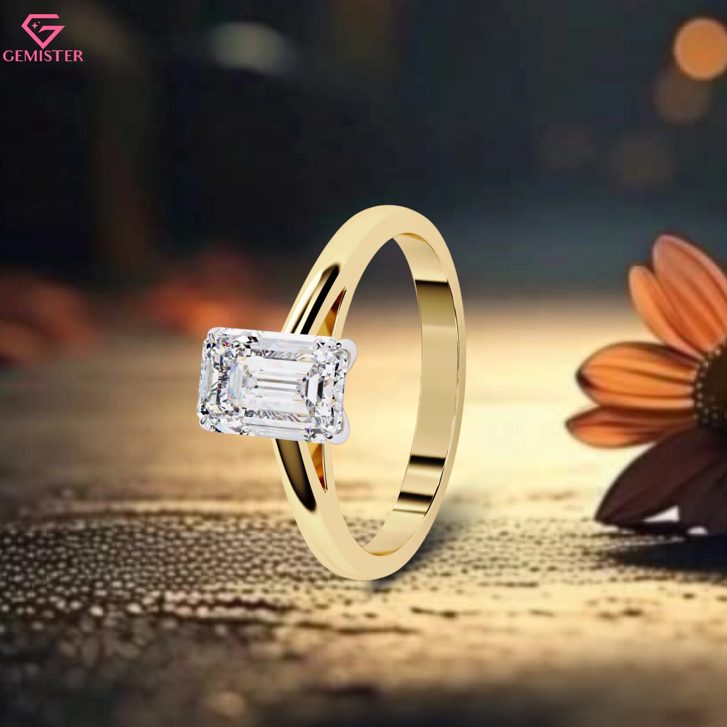 1.20 CT Emerald Cut Lab Grown Diamond Solitaire Engagement Ring in Gold – Timeless Classic Bridal Jewelry