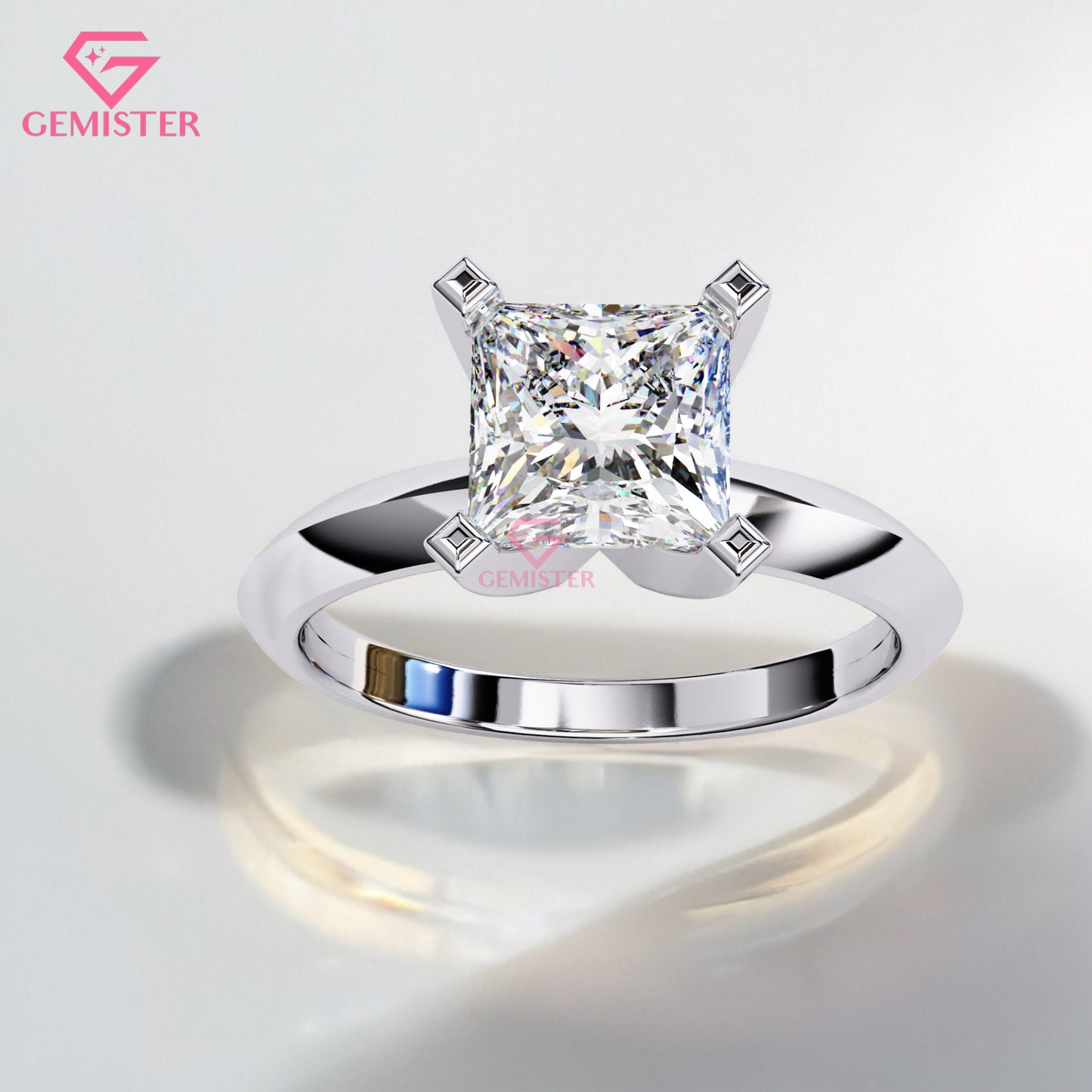 1.72 CT Princess Cut Lab Grown Diamond Solitaire Engagement Ring – Modern Classic Bridal Jewelry