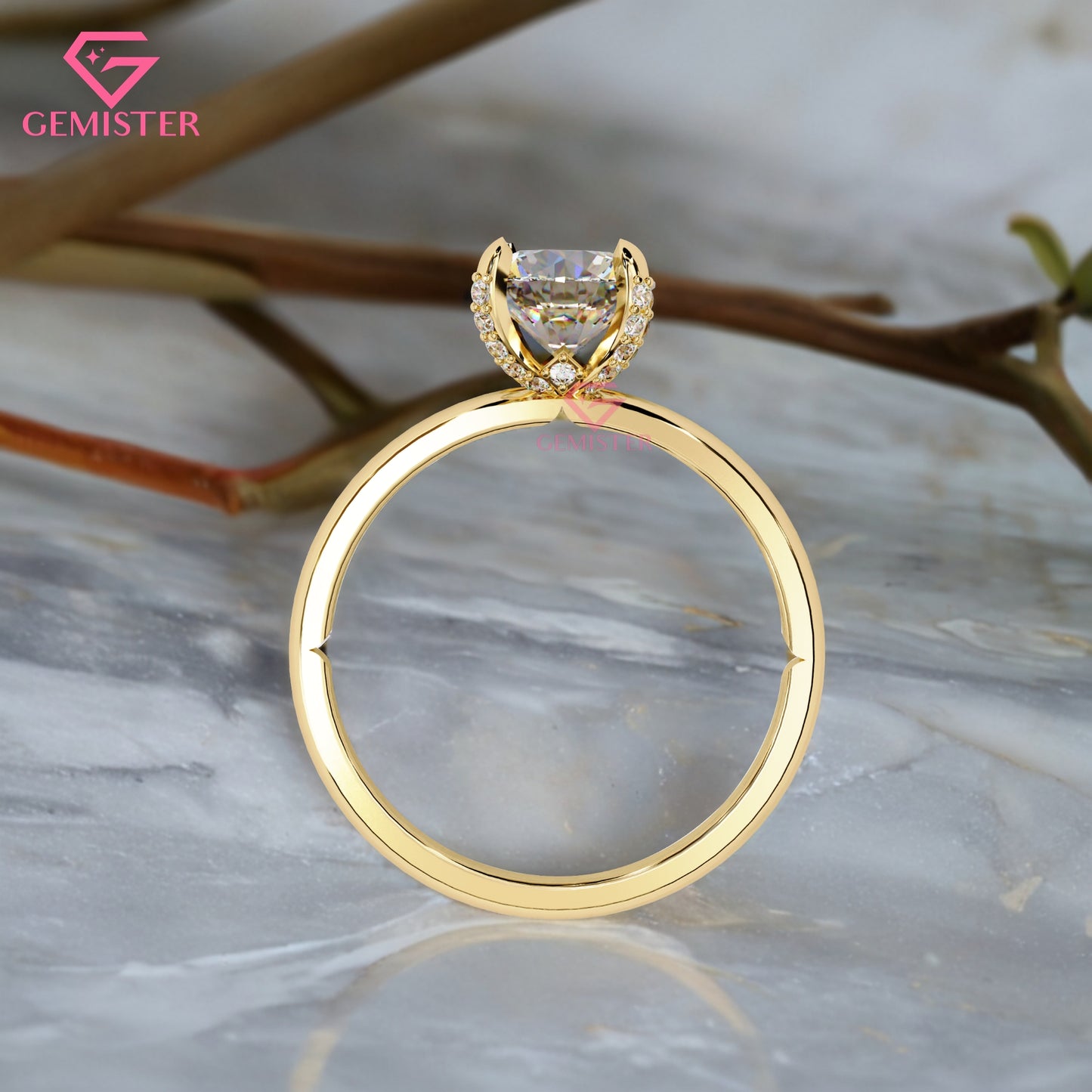 1.23 CT Round Cut Moissanite Solitaire Engagement Ring with Classic Four Prong Setting in Gold – Timeless Bridal Jewelry