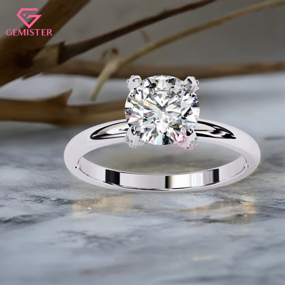 1.23 CT Round Cut Moissanite Solitaire Engagement Ring with Classic Four Prong Setting in Gold – Timeless Bridal Jewelry