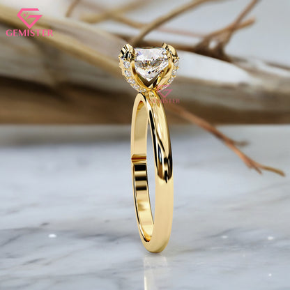 1.23 CT Round Cut Moissanite Solitaire Engagement Ring with Classic Four Prong Setting in Gold – Timeless Bridal Jewelry