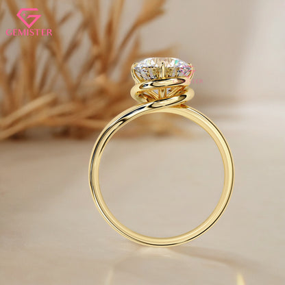 1.29 CT Round Cut Moissanite Solitaire Engagement Ring with Split Shank Gold Band – Modern Classic Bridal Jewelry