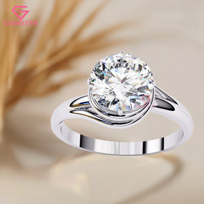 1.29 CT Round Cut Moissanite Solitaire Engagement Ring with Split Shank Gold Band – Modern Classic Bridal Jewelry