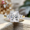 4.21 CT Radiant Cut Three Stone Lab Grown Diamond Engagement Ring with Baguette Side Stones Band – Luxury Bridal Jewelry