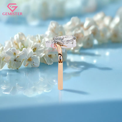 1.64 CT Pear Cut Three Stone Lab Grown Diamond Engagement Ring with Marquise Accents Band – Elegant Teardrop Design