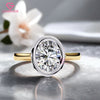 1.52 CT Oval Cut Lab Grown Diamond Bezel Set Engagement Ring in Two-Tone Gold, Modern Solitaire Ring