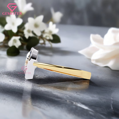 1.52 CT Oval Cut Lab Grown Diamond Bezel Set Engagement Ring in Two-Tone Gold, Modern Solitaire Ring