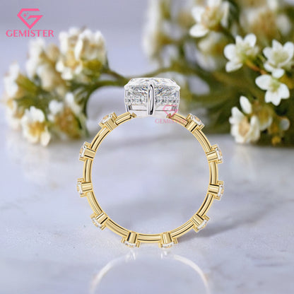 3.51 CT Pear Cut Lab Grown Diamond Engagement Ring – Solitaire with Side Stones