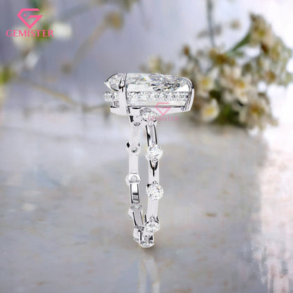 3.51 CT Pear Cut Lab Grown Diamond Engagement Ring – Solitaire with Side Stones