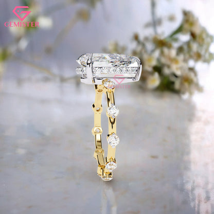 3.51 CT Pear Cut Lab Grown Diamond Engagement Ring – Solitaire with Side Stones