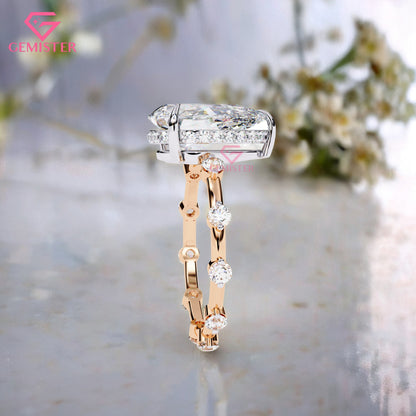 3.51 CT Pear Cut Lab Grown Diamond Engagement Ring – Solitaire with Side Stones