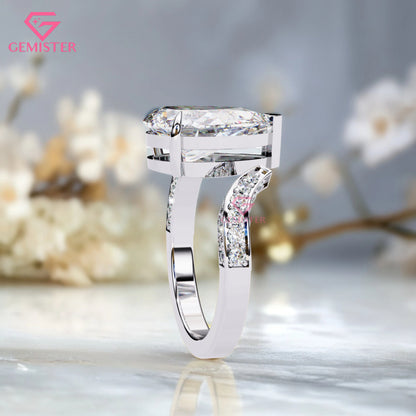 3.49 CT Pear Cut Moissanite Engagement Ring –  Two-Tone Gold Split Shank Design