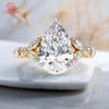3.91 Ct Pear Cut Lab Grown Diamond Engagement Ring – Marquise & Round Accent  Ring Vintage Bridal Jewelry