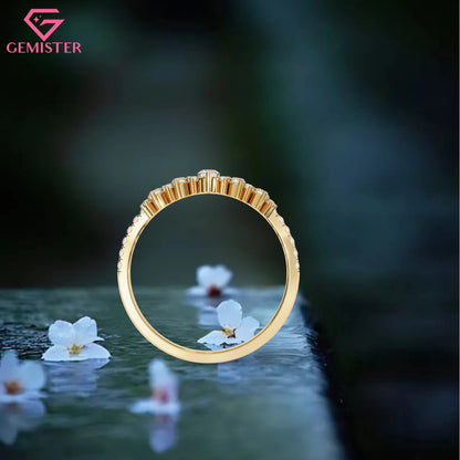 0.40 Ct Tiara Crown Lab Grown Diamond Ring – Dainty Stacking Band, Round Cut Bridal Jewelry