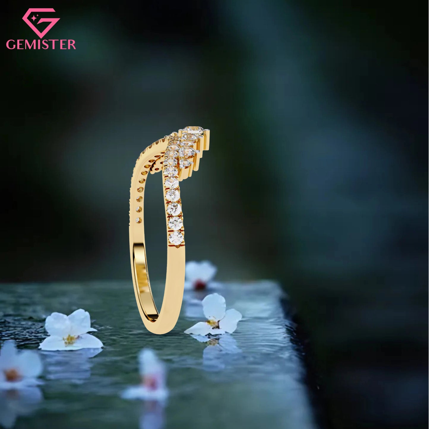 0.40 Ct Tiara Crown Lab Grown Diamond Ring – Dainty Stacking Band, Round Cut Bridal Jewelry