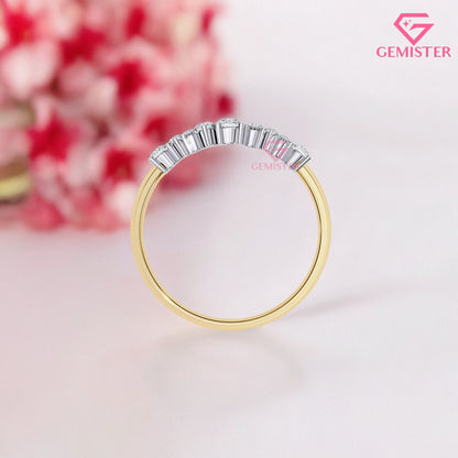 0.28 Ct Lab Grown Diamond Cluster Band Ring – 7 Stone Round Cut Ring, Dainty Wedding Band