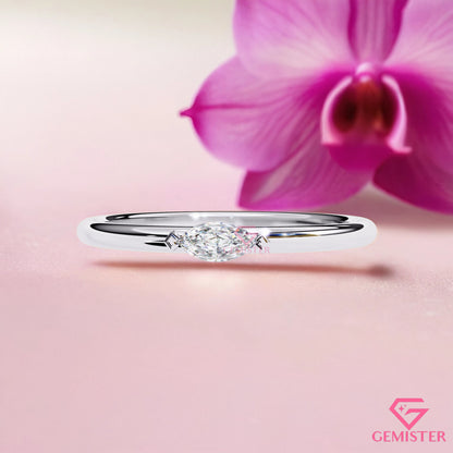 0.10 Ct Marquise Cut Moissanite Solitaire Ring – Dainty Engagement Ring, Minimalist Promise Ring for Women