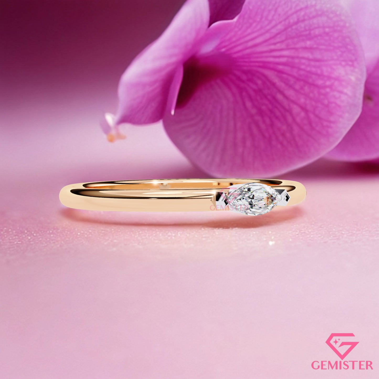 0.10 Ct Marquise Cut Moissanite Solitaire Ring – Dainty Engagement Ring, Minimalist Promise Ring for Women