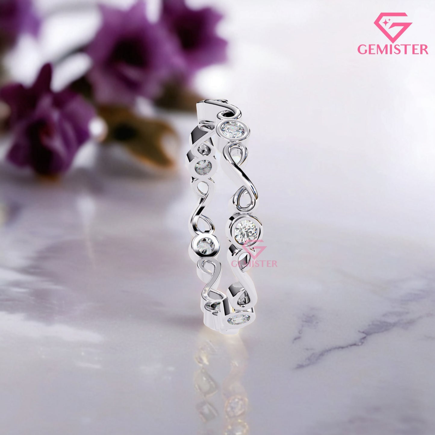 0.21 CT Infinity Twist Lab Grown Diamond Band – Round Cut Diamond Accent Gold Ring, Dainty Wedding Band, Promise or Stacking Ring Jewelry