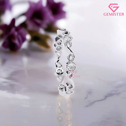 0.21 CT Infinity Twist Lab Grown Diamond Band – Round Cut Diamond Accent Gold Ring, Dainty Wedding Band, Promise or Stacking Ring Jewelry