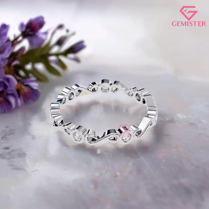 0.21 CT Infinity Twist Lab Grown Diamond Band – Round Cut Diamond Accent Gold Ring, Dainty Wedding Band, Promise or Stacking Ring Jewelry