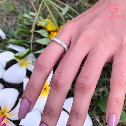 Curved Pavé Lab Grown Diamond Eternity Band | Contoured Wedding Ring