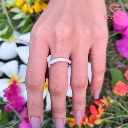Curved Pavé Lab Grown Diamond Eternity Band | Contoured Wedding Ring