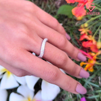 Curved Pavé Lab Grown Diamond Eternity Band | Contoured Wedding Ring