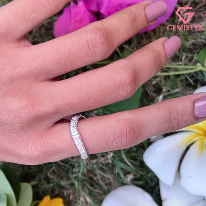 Curved Pavé Lab Grown Diamond Eternity Band | Contoured Wedding Ring