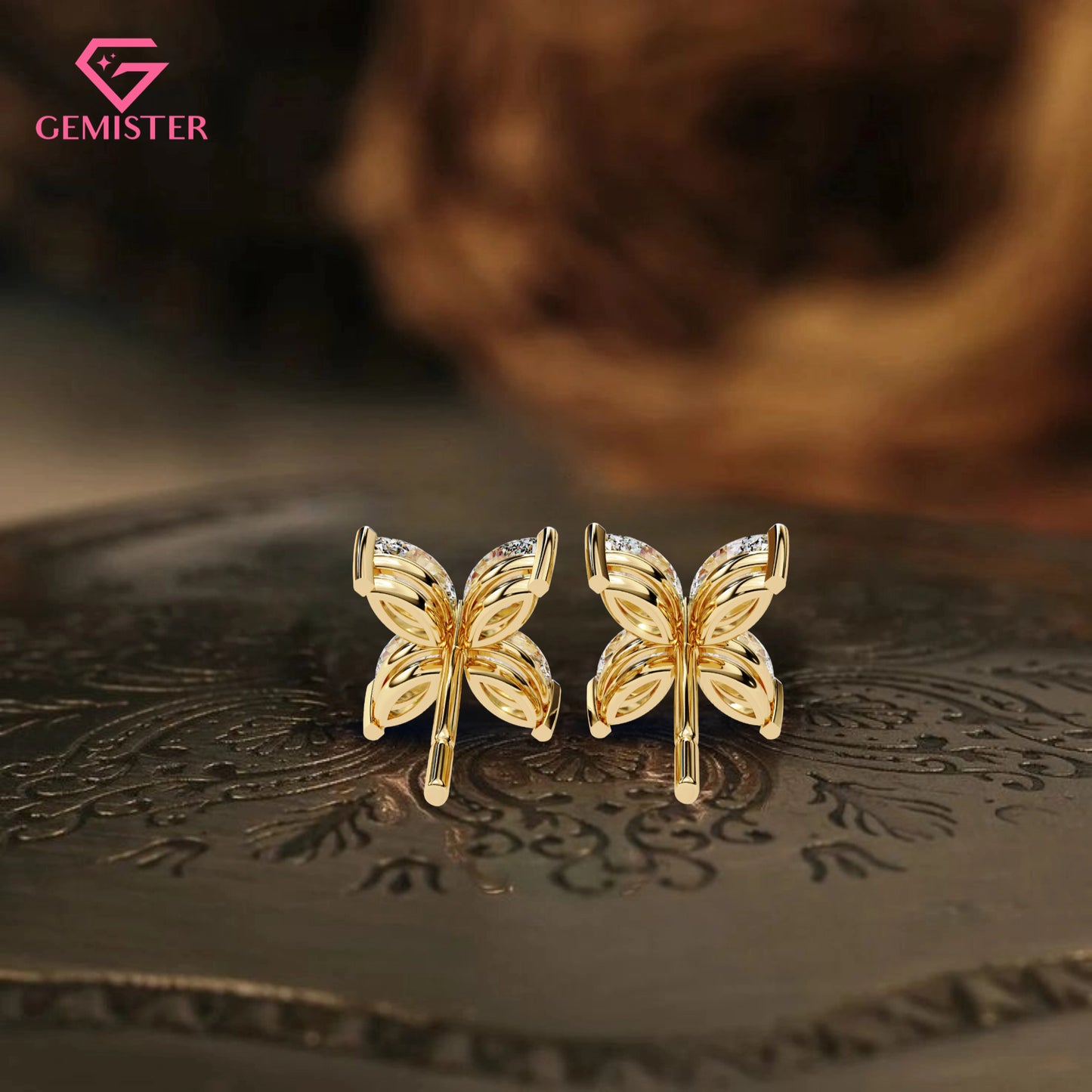 0.88ct Moissanite Floral Stud Earrings – Elegant Marquise Petal Design