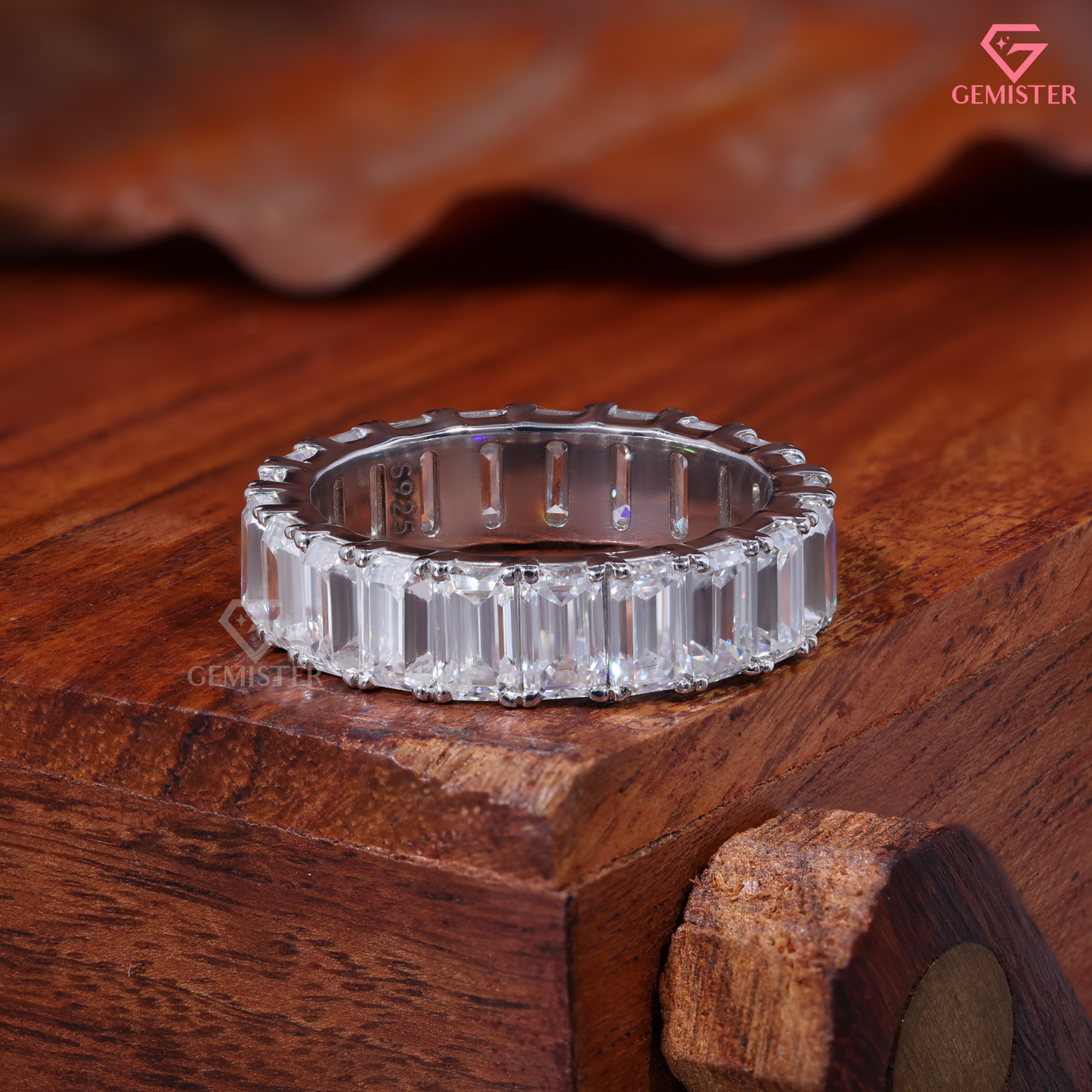 Emerald Cut Lab Grown Diamond Eternity Wedding Band Ring in 14K Gold