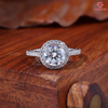 Round Cut Lab Grown Diamond Halo Engagement Ring in 14K Gold