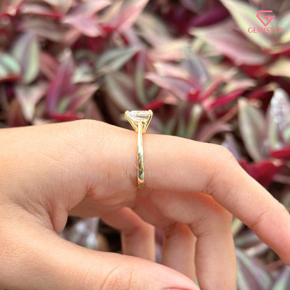 Heart Shape Diamond Solitaire Engagement Ring |  Minimalist Romantic Promise Ring