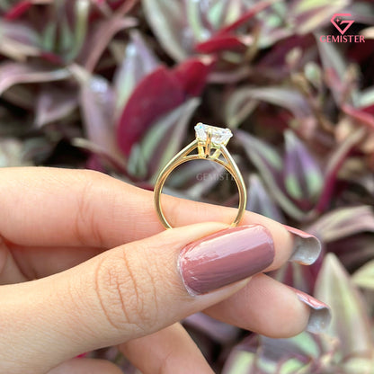 Heart Shape Diamond Solitaire Engagement Ring |  Minimalist Romantic Promise Ring