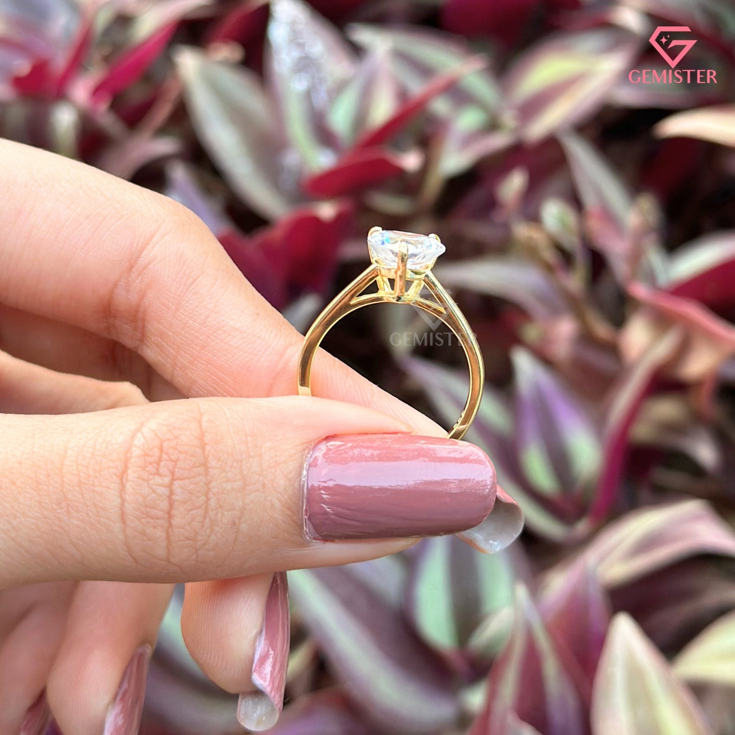 Heart Shape Diamond Solitaire Engagement Ring |  Minimalist Romantic Promise Ring
