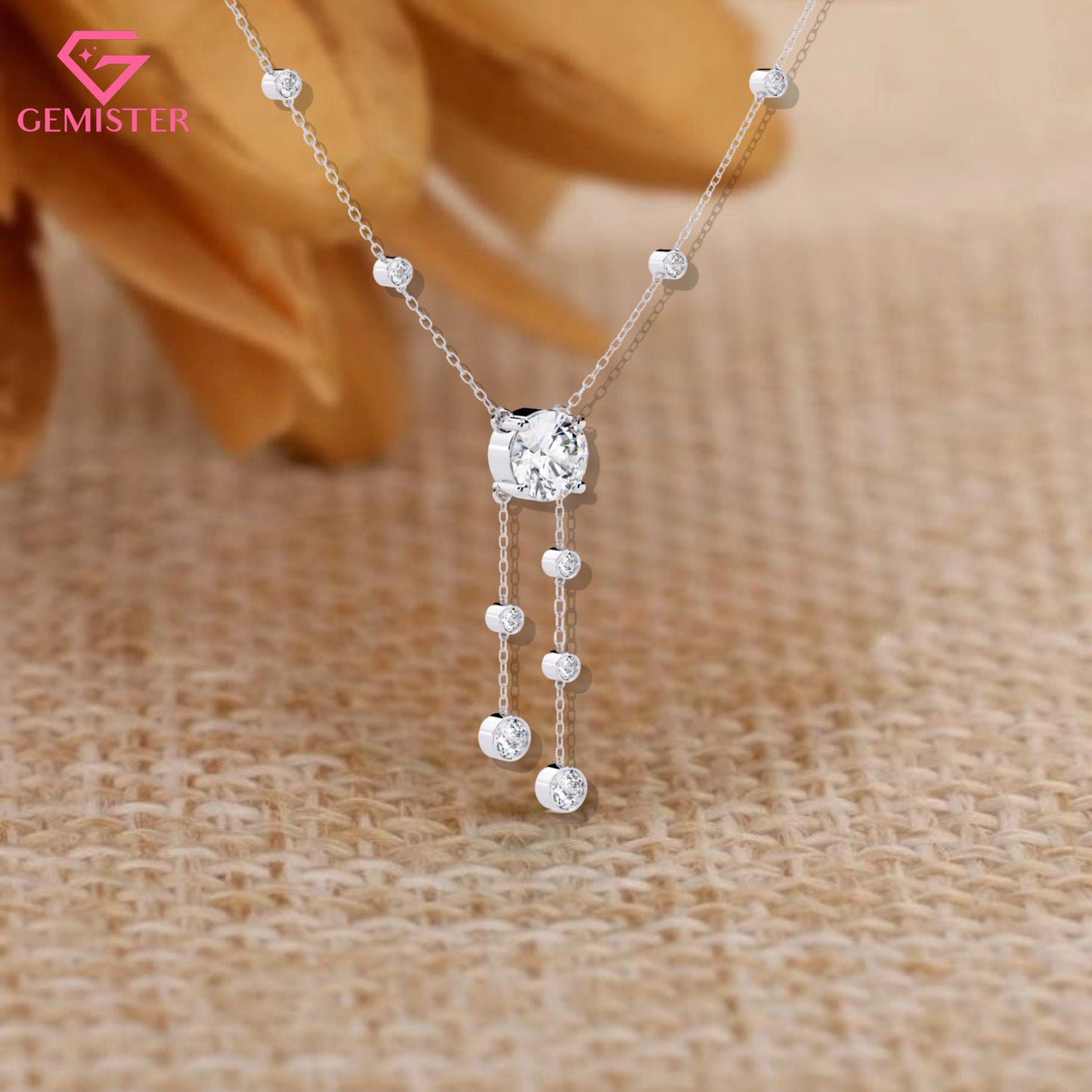 0.66 CT Round Cut Moissanite Gold Necklace – Elegant Drop Pendant Design