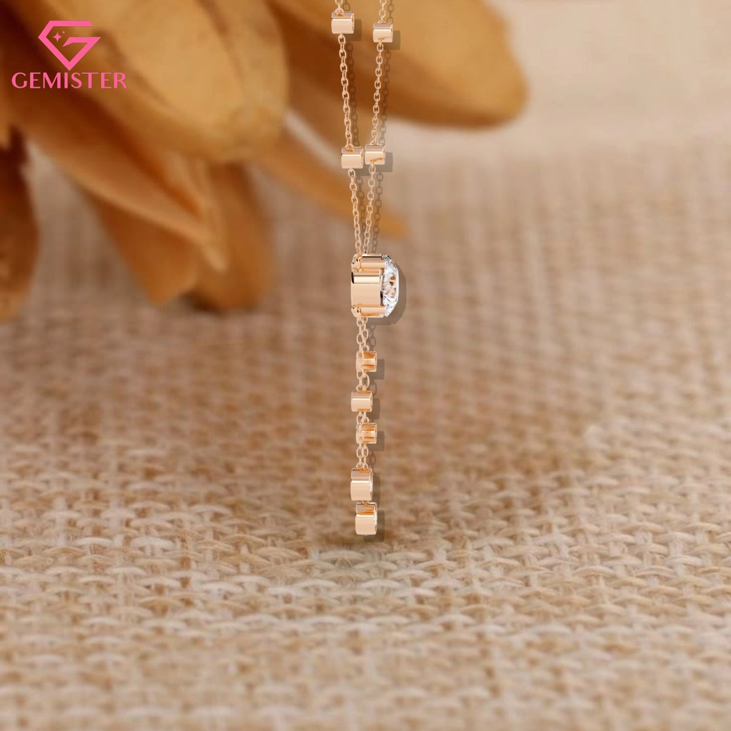 0.66 CT Round Cut Moissanite Gold Necklace – Elegant Drop Pendant Design