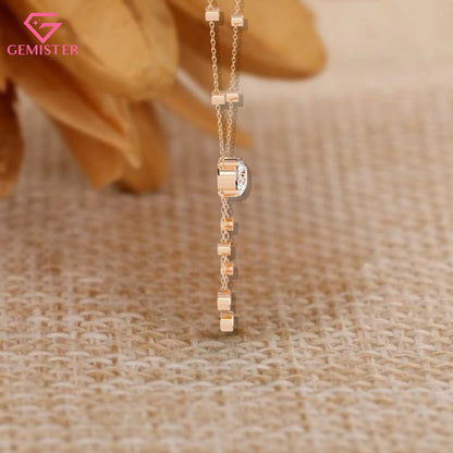 0.66 CT Round Cut Moissanite Gold Necklace – Elegant Drop Pendant Design