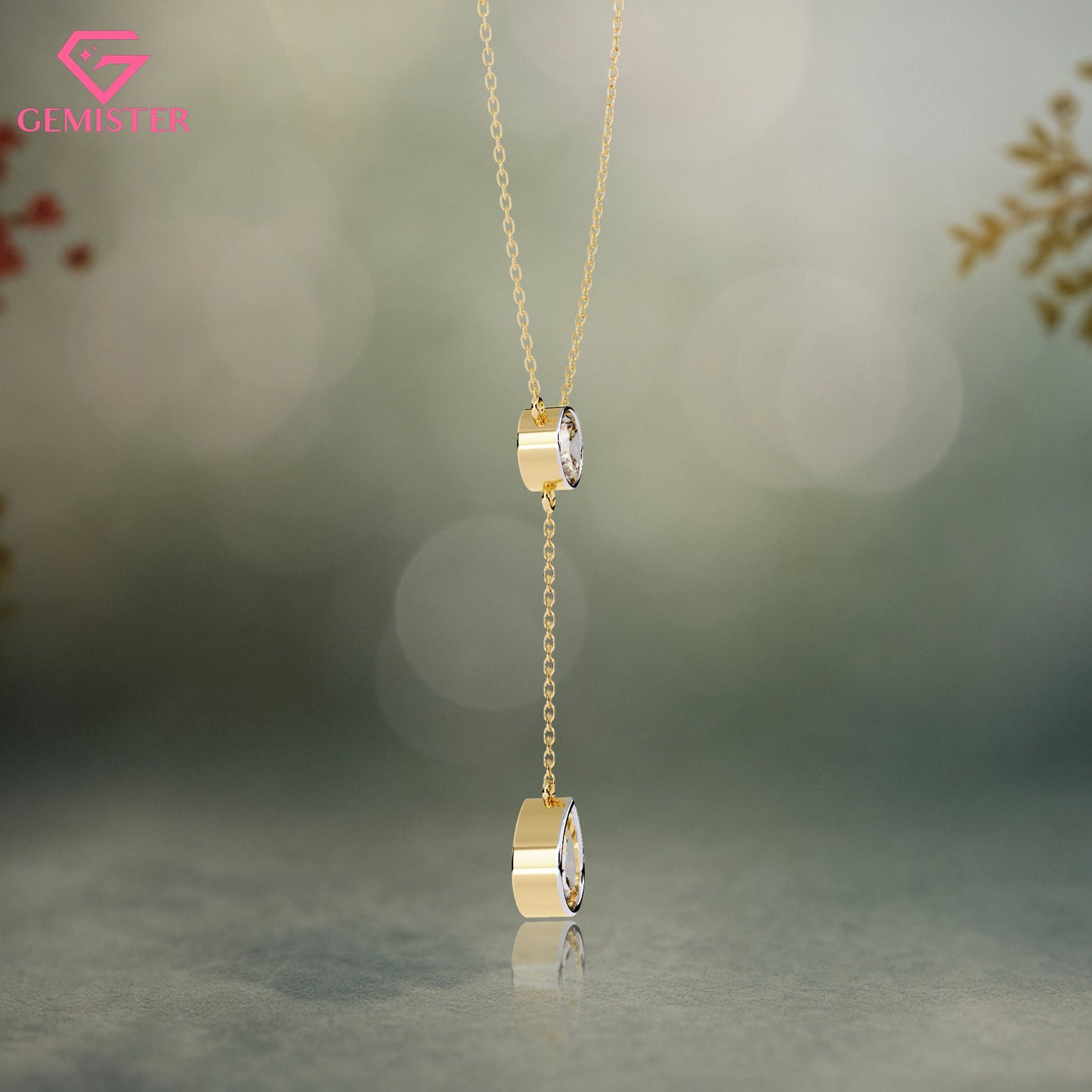 1.13ct Bezel Set Lab Grown Diamond Necklace – Oval & Pear Cut Drop Design