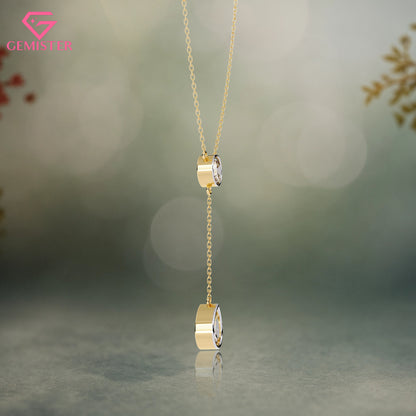 1.13ct Bezel Set Lab Grown Diamond Necklace – Oval & Pear Cut Drop Design