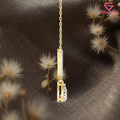 0.48 CT Pear Cut Lab Grown Diamond V-Shaped Drop Necklace in 14K Yellow Gold – Elegant Pendant