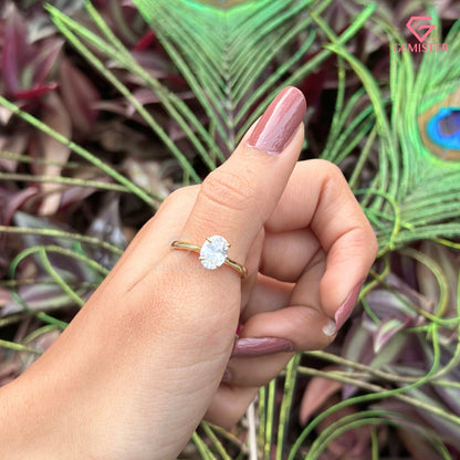 Oval Cut Moissanite Solitaire Engagement Ring | Sustainable Jewelry