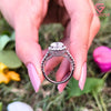 Vintage Round Brilliant Lab Grown Diamond Halo Engagement Ring | Filigree Cathedral Pavé Band