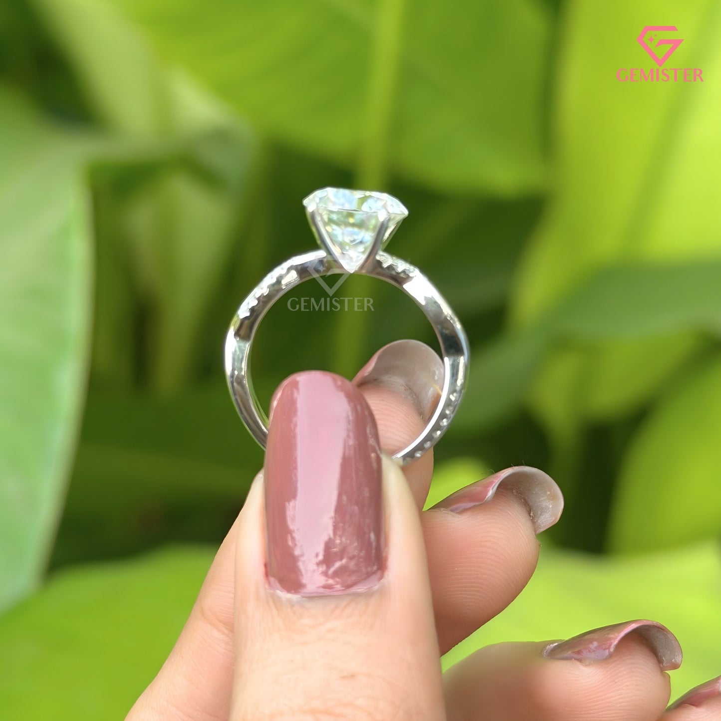 Round Brilliant Cut Lab Grown Diamond Solitaire Ring, Infinity Curved Band Engagement Ring