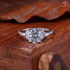 Round Moissanite Marquise Cluster Engagement Ring in 14K Gold